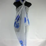 Violets on Pale Grey Silk Sarong by Designs on Silk