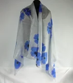 Violets on Pale Grey Silk Sarong by Designs on Silk