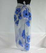 Violets on Pale Grey Silk Sarong by Designs on Silk