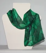 Emerald Green, Spring Green Tartan Small Long Silk Scarf from Designs on Silk