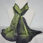 Lime and Black Large Long Silk Scarf from Designs on Silk
