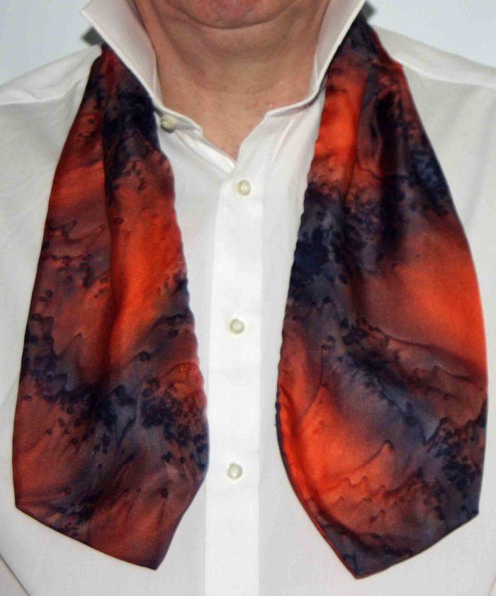 Orange and Navy Blue Silk Cravat - Image 3