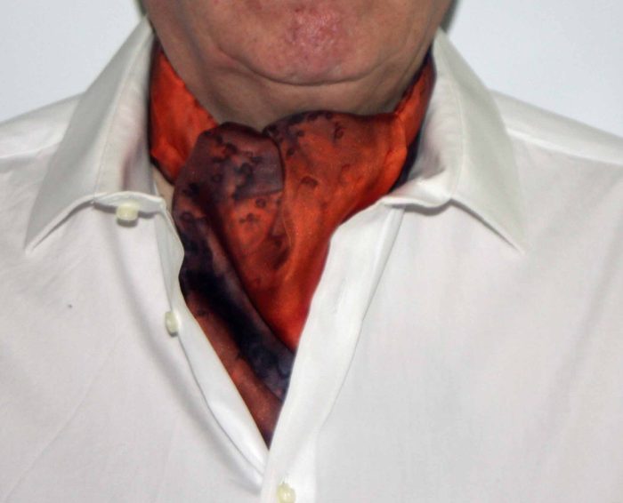 Orange and Navy Blue Silk Cravat - Image 2