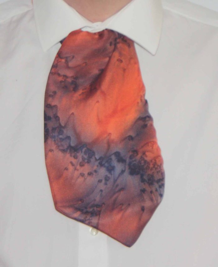 Orange and Navy Blue Silk Cravat - Image 5