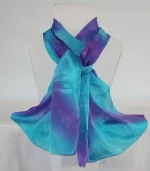 Purple and Turquoise Large Long Silk Scarf from Designs on Silk