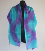 Purple and Turquoise Large Long Silk Scarf from Designs on Silk