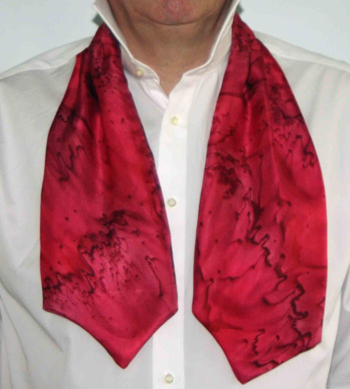 Red and Burgundy Silk Cravat - Image 3
