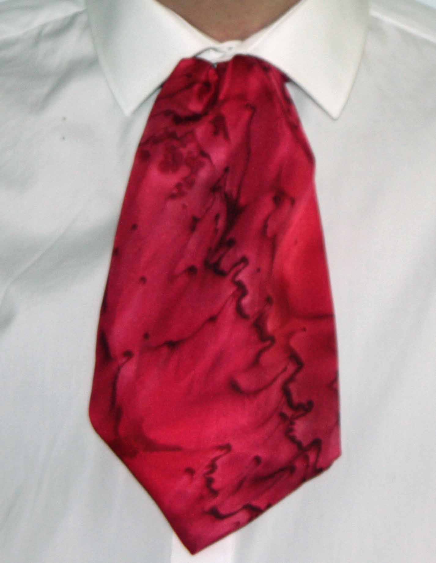 Red & Burgundy _6532 Red and Burgundy Silk Cravat - Image 1