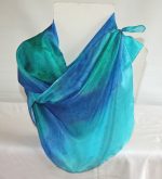 Emerald Green, Royal Blue and Turquoise Medium Long Silk Scarf - Image 2