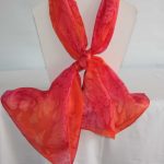 Orange and Fuchsia Pink Medium Long Silk Scarf