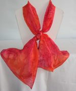 Orange and Fuchsia Pink Medium Long Silk Scarf