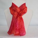 Orange and Fuchsia Pink Medium Long Silk Scarf - Image 4
