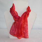 Orange and Fuchsia Pink Medium Long Silk Scarf - Image 3