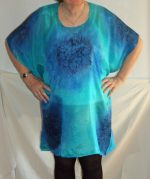 Royal Blue, Navy Blue & Turquoise Silk Kaftan