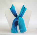 Navy, Royal Blue and Turquoise Small Long Silk Scarf
