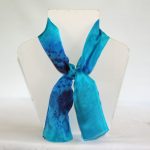 Navy, Royal Blue and Turquoise Small Long Silk Scarf