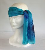 Navy, Royal Blue and Turquoise Small Long Silk Scarf - Image 4
