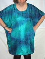 Emerald Green & Navy Blue Silk Kaftan