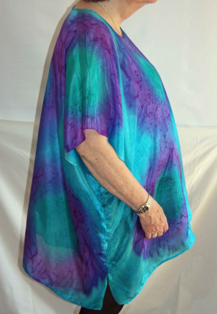 Emerald, Purple & Turquoise Silk Kaftan - Image 3