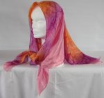Orange, Purple and Pink Large Square Silk Scarf - Image 2