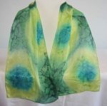 Peacock, Lime and Dark Green Small Long Silk Scarf - Image 4