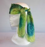 Peacock, Lime and Dark Green Small Long Silk Scarf - Image 3