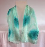 Peppermint and Peacock Small Long Silk Scarf - Image 2