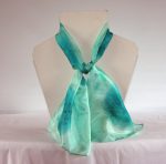 Peppermint and Peacock Small Long Silk Scarf