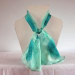 Peppermint and Peacock Small Long Silk Scarf