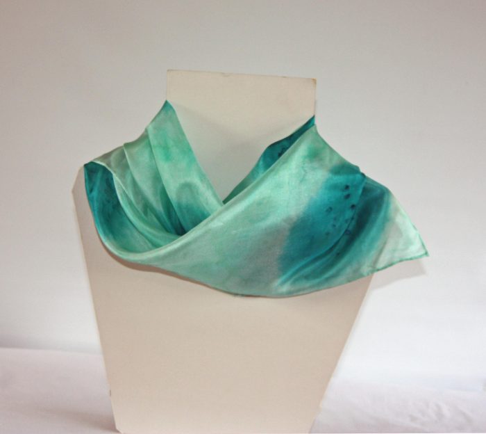 Peppermint and Peacock Small Long Silk Scarf - Image 3