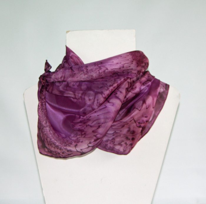Pink and Purple Heather Small Long Silk Scarf - Image 4