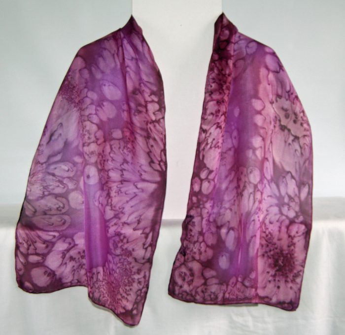 Pink and Purple Heather Small Long Silk Scarf - Image 3
