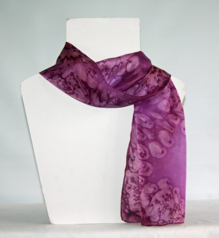 Pink and Purple Heather Small Long Silk Scarf - Image 2