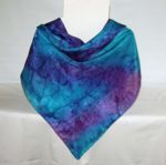 Purple and Turquoise Large Square Silk Scarf