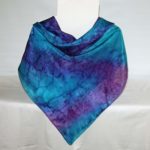Purple and Turquoise Large Square Silk Scarf