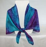 Purple and Turquoise Large Square Silk Scarf - Image 3