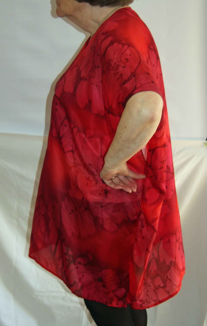 Red & Burgundy Silk Kaftan - Image 2