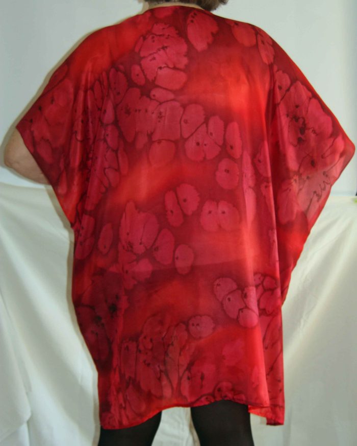 Red & Burgundy Silk Kaftan - Image 3