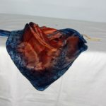 Orange and Navy Blue Square Silk Bandanna