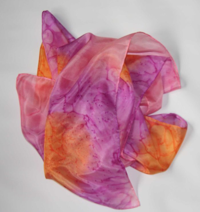 Pink, Violet and Orange Medium Long Silk Scarf - Image 2