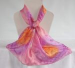 Pink, Violet and Orange Medium Long Silk Scarf