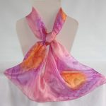 Pink, Violet and Orange Medium Long Silk Scarf
