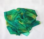 Green Tartan Medium Long Silk Scarf - Image 2