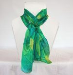 Green Tartan Medium Long Silk Scarf - Image 4