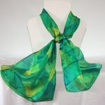 Green Tartan Medium Long Silk Scarf
