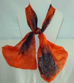 Orange and Black Medium Long Silk Scarf