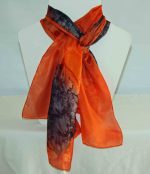 Orange and Black Medium Long Silk Scarf - Image 3