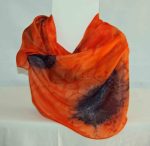 Orange and Black Medium Long Silk Scarf - Image 2