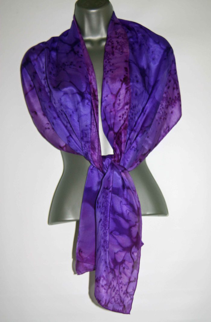 Purple and Iris Large Long Silk Scarf - Image 3