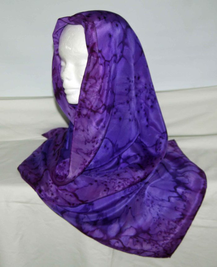 Purple and Iris Large Long Silk Scarf - Image 2